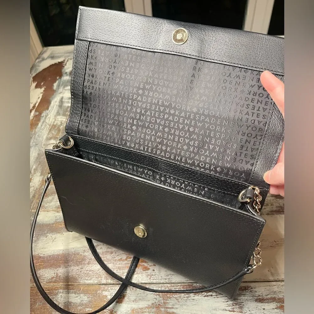 Kate Spade Kirk Park Saffiano Veronique Alek Crossbody Bow Black Beige Bow
